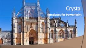  Presentation with monastery - PPT layouts featuring vitoria abbey facade with portal background and a  colored foreground