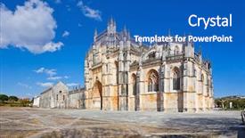  Presentation with gothic - Cool new slides with vitoria abbey facade with portal backdrop and a teal colored foreground