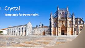  Presentation with monastery - Beautiful theme featuring vitoria abbey facade with portal backdrop and a cobalt blue colored foreground