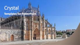  Presentation with monastery - PPT layouts consisting of vitoria abbey facade with portal background and a  colored foreground