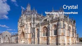  Presentation with monastery - PPT layouts featuring vitoria abbey facade with portal background and a  colored foreground