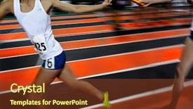  Presentation with running race - Presentation design featuring vitory and success with baton background and a tawny brown colored foreground