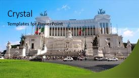  Presentation with rome - Colorful slide set enhanced with monument on piazza venezia rome backdrop and a light blue colored foreground