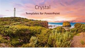  Presentation with coast - Audience pleasing slide set consisting of vivid-and-dramatic-sunset-over backdrop and a lemonade colored foreground