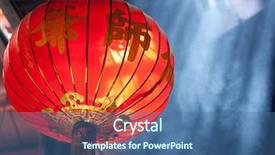  Presentation with incense - PPT layouts enhanced with vivid chinese lantern and sunbeams background and a ocean colored foreground