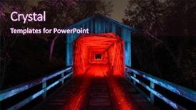  Presentation with light - Beautiful PPT theme featuring vivid color - howards covered bridge light painted backdrop and a wine colored foreground