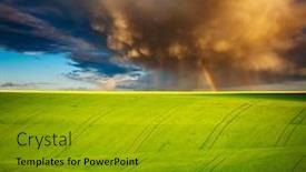  Presentation with agrarian - Amazing slide deck having vivid-green-field-of-fresh backdrop and a gold colored foreground