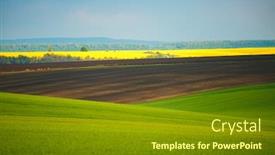  Presentation with agrarian - Audience pleasing theme consisting of vivid-green-field backdrop and a tawny brown colored foreground