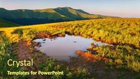  Presentation with green earth - PPT theme having vivid-green-meadows background and a tawny brown colored foreground