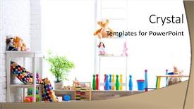  Presentation with kids - Beautiful presentation theme featuring vivid kids room with toys backdrop and a white colored foreground