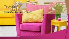  Presentation with living room - PPT layouts consisting of vivid-living-room background and a yellow colored foreground