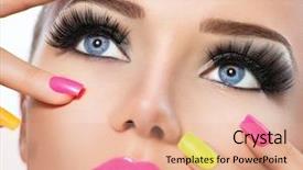  Presentation with eyelashes - Theme featuring vivid makeup and colorful background and a coral colored foreground
