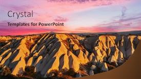  Presentation with morning sunrise - PPT layouts having vivid-sunrise-of-rock-formations background and a lemonade colored foreground