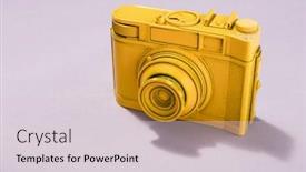  Presentation with light pink - Audience pleasing PPT theme consisting of vivid yellow camera standing on light pink background photography concept backdrop and a light gray colored foreground