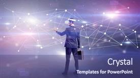  Presentation with glasses - Presentation design with vj glasses and checking life background and a ocean colored foreground