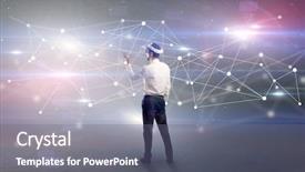  Presentation with businessman standing on maze - PPT theme enhanced with vj glasses and checking life background and a gray colored foreground