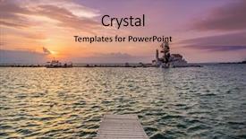  Presentation with monastery - Theme having vlacherna monastery at sunrise background and a coral colored foreground