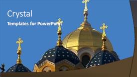  Presentation with orthodox - Audience pleasing theme consisting of vladimir-cathedral-orthodox-church-kiev backdrop and a teal colored foreground