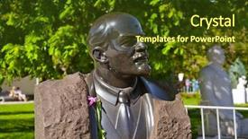  Presentation with russia - Presentation theme with vladimir lenin monument - in moscow background and a tawny brown colored foreground