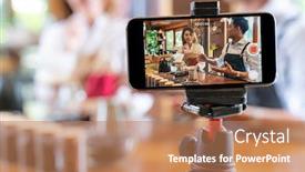  Presentation with online marketing - Amazing slides having vlog-of-young-adult-asian backdrop and a coral colored foreground