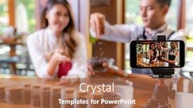  Presentation with online marketing - Slide deck enhanced with vlog-of-young-adult-asian background and a red colored foreground