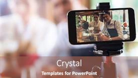  Presentation with online marketing - Theme featuring vlog-of-young-adult-asian background and a coral colored foreground