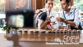  Presentation with business review - PPT layouts with vlog-of-young-adult-asian background and a tawny brown colored foreground