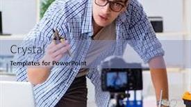  Presentation with computer repair - Slides having vlogger-recording-computer-repair background and a light blue colored foreground