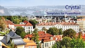  Presentation with prague - PPT theme consisting of vltava river and cityscape of prague chech republic background and a sky blue colored foreground