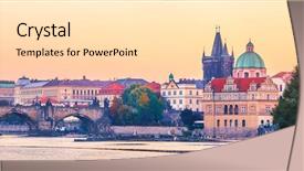  Presentation with czech republic - Beautiful presentation theme featuring vltava river in prague czech backdrop and a light gray colored foreground