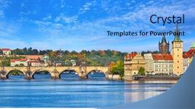  Presentation with prague - Beautiful theme featuring vltava river in prague czech backdrop and a light blue colored foreground
