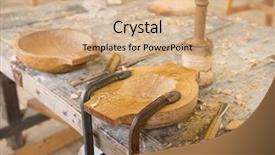  Presentation with handicraft - Theme featuring voc - artisan wood work handicraft background and a coral colored foreground