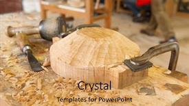  Presentation with handicraft - Theme with voc - artisan wood work handicraft background and a yellow colored foreground