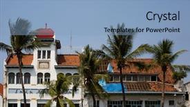  Presentation with colonial - Presentation theme with voc - dutch colonial building in jakarta background and a light blue colored foreground