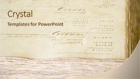  Presentation with financial report - Colorful PPT theme enhanced with voc - old financial report backdrop and a lemonade colored foreground