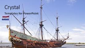  Presentation with amsterdam - Slide deck featuring voc ship in amsterdam harbor background and a light blue colored foreground