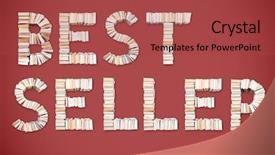  Presentation with shot - Presentation design having vocabulary words - bestseller word formed from books background and a red colored foreground