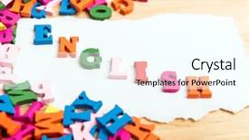  Presentation with wood board - Audience pleasing presentation theme consisting of vocabulary words - english word in wooden letters backdrop and a cool aqua colored foreground