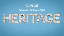  Presentation with heritage - Audience pleasing slides consisting of vocabulary words - heritage word formed from books backdrop and a teal colored foreground