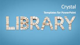  Presentation with light blue - Audience pleasing presentation theme consisting of vocabulary words - library word formed from books backdrop and a teal colored foreground
