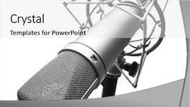  Presentation with microphone - Cool new presentation with vocal cords - condenser microphone isolated backdrop and a white colored foreground