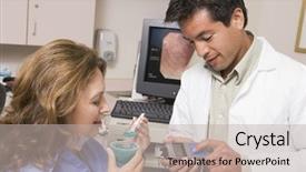  Presentation with examination - Beautiful PPT theme featuring vocal cords - doctor performing laryngoscopy throat examination backdrop and a mint green colored foreground