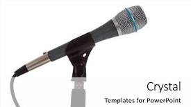  Presentation with mic - Beautiful slides featuring vocal cords - microphone on a mic stand backdrop and a  colored foreground