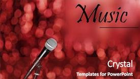  Presentation with microphone and synthesizer on concert - Cool new slide set with vocal cords - microphone on bright red background backdrop and a tawny brown colored foreground