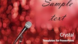  Presentation with microphone - Presentation design featuring vocal cords - microphone on bright red background background and a tawny brown colored foreground