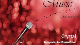  Presentation with microphone - Amazing PPT theme having vocal cords - microphone on bright red background backdrop and a tawny brown colored foreground