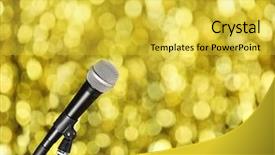  Presentation with turquoise and yellow music - Theme having vocal cords - microphone on bright yellow background background and a yellow colored foreground