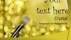  Presentation with teal and yellow music - Audience pleasing slide set consisting of vocal cords - microphone on bright yellow background backdrop and a yellow colored foreground