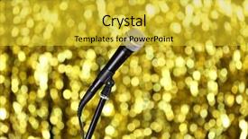  Presentation with stand - Slide set with vocal cords - microphone on stand on golden background and a yellow colored foreground