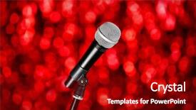  Presentation with stand - Slides having vocal cords - microphone on stand on red background and a crimson colored foreground